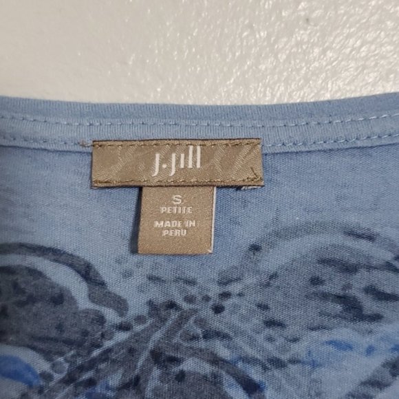 J.Jill Blue Floral Design Top Size Small - Picture 7 of 8